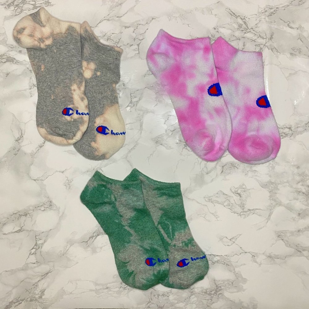 3 Pack Custom Tie Dyed Women's Champion Socks 🧦